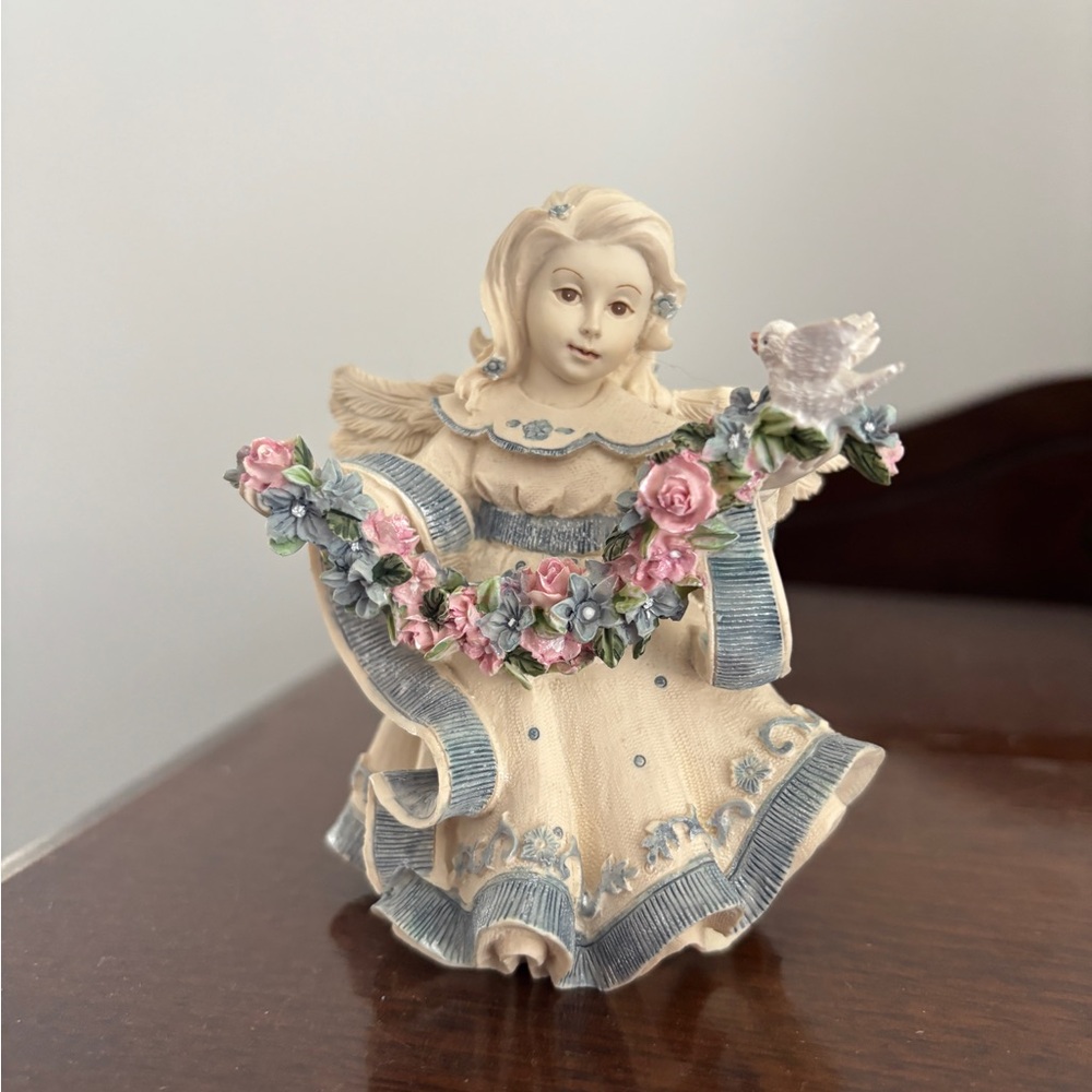 Sarah’s Angels - “Spring”. Porcelain Figurine with Floral Garland